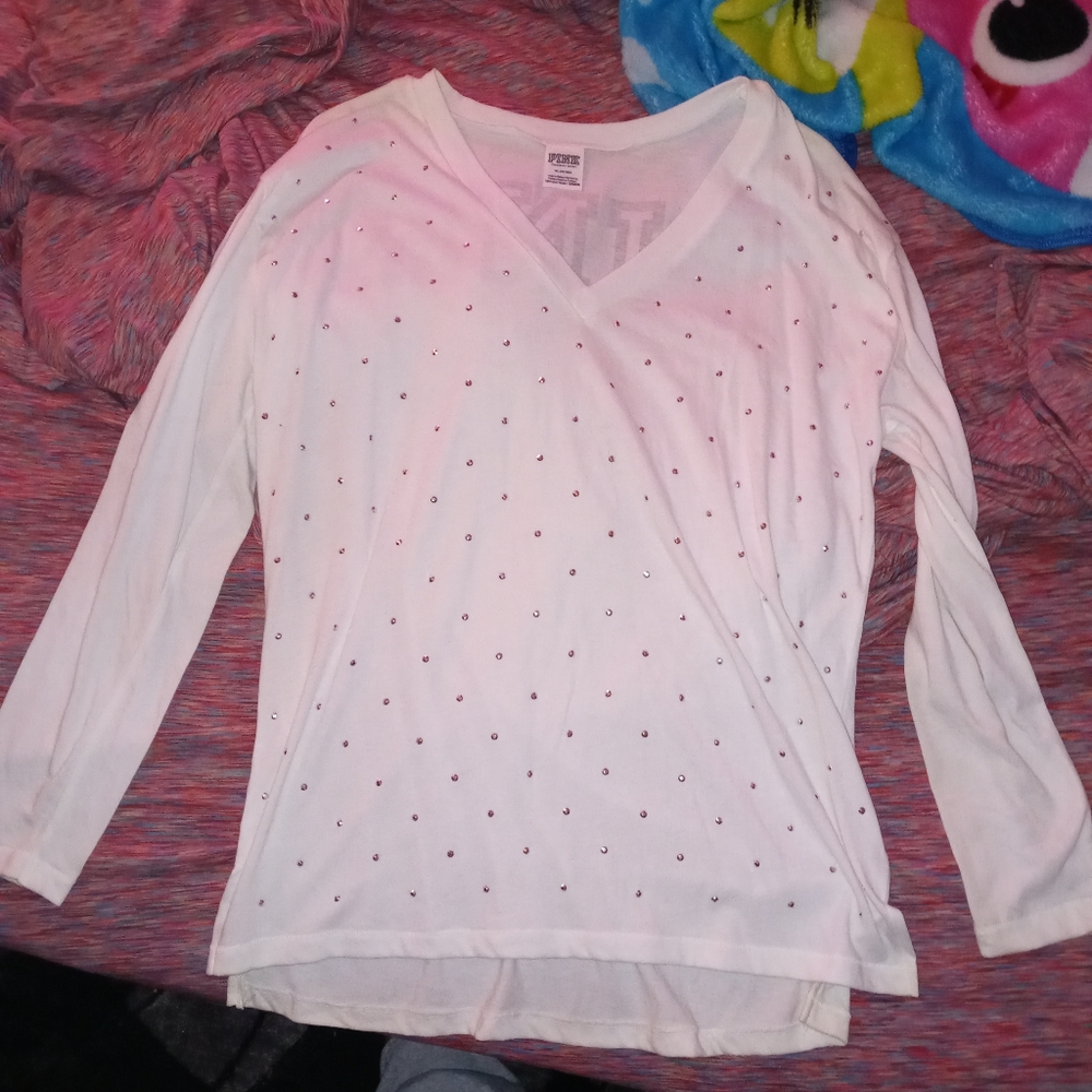 Victoria secret white bling long sleeve